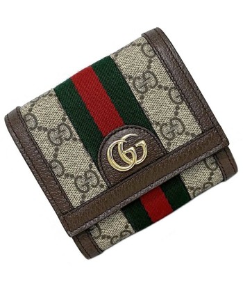 Gucci F-14275 CanvasLeather Wallet (bi-fold) BeigeBrownGoldGreenRed Color 50-70% off 