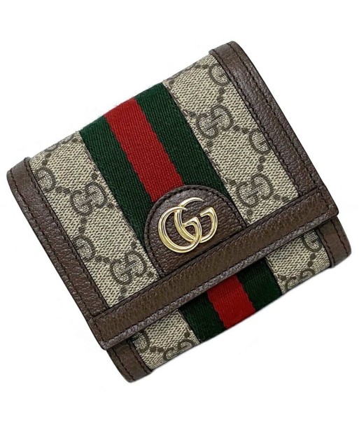 Gucci F-14275 CanvasLeather Wallet (bi-fold) BeigeBrownGoldGreenRed Color 50-70% off 