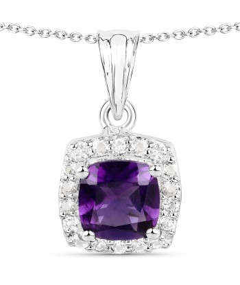 3.62 Carat Genuine Amethyst and White Topaz .925 Sterling Silver 3 Piece Jewelry Set (Ring, Earrings, and Pendant w/ Chain) Véritable concentré