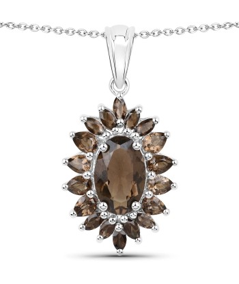 16.36 Carat Genuine Smoky Quartz .925 Sterling Silver 3 Piece Jewelry Set (Ring, Earrings, and Pendant w/ Chain) 2023