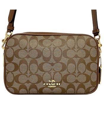 Coach Signature Ec-14171 Womens LeatherPVC Shoulder Bag BeigeBrownGold français