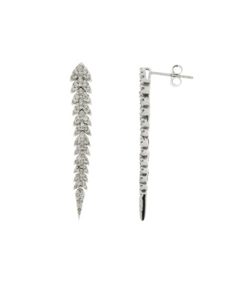 Natural .75ct Diamond Dangle Earrings 14KT White Gold Amélioration de cerveau avec