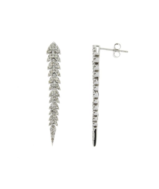 Natural .75ct Diamond Dangle Earrings 14KT White Gold Amélioration de cerveau avec