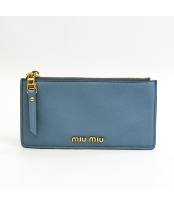 Miu Miu 5MB006 Leather Card Case Blue JUSQU'A -70%! 