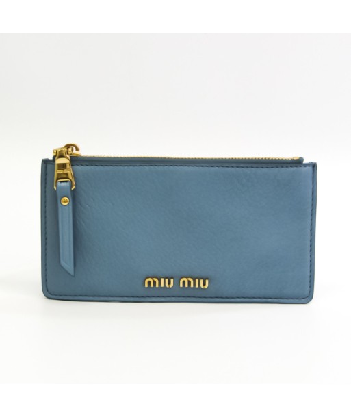 Miu Miu 5MB006 Leather Card Case Blue JUSQU'A -70%! 