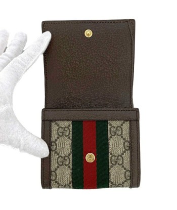 Gucci F-14275 CanvasLeather Wallet (bi-fold) BeigeBrownGoldGreenRed Color 50-70% off 