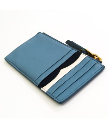 Miu Miu 5MB006 Leather Card Case Blue JUSQU'A -70%! 