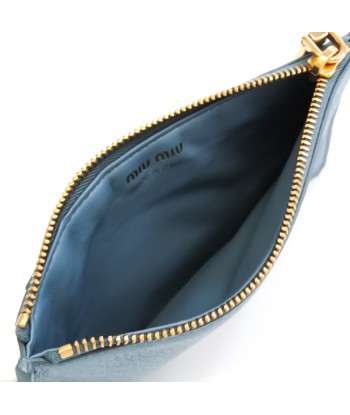 Miu Miu 5MB006 Leather Card Case Blue JUSQU'A -70%! 