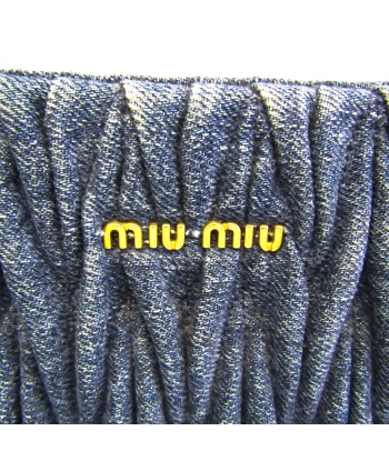 Miu Miu Matelasse Womens DenimLeather Shoulder BagTote Bag Blue offre 