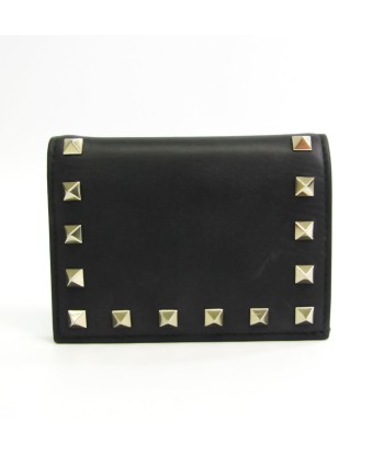 Valentino Garavani Rock Studs Unisex Leather Wallet (bi-fold) Black Les magasins à Paris