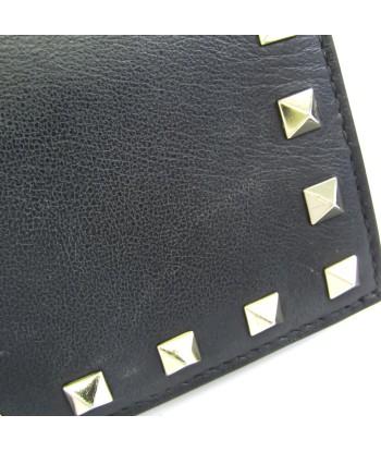 Valentino Garavani Rock Studs Unisex Leather Wallet (bi-fold) Black Les magasins à Paris