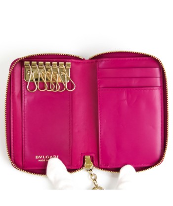 Bvlgari Be Zero One With Card Case 290023 Womens Leather Key Case Off-whitePurple pas chere