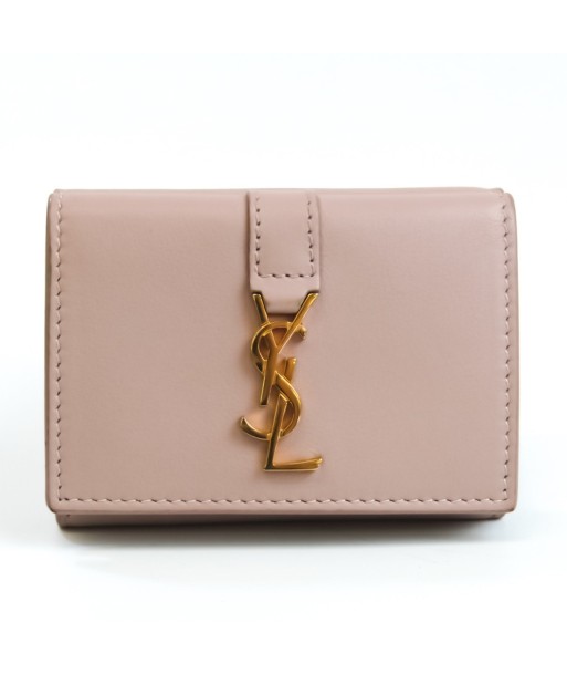 Yves Saint Laurent YSL Tiny Wallet 459880 Womens Leather Wallet (tri-fold) Pink Beige pas cher