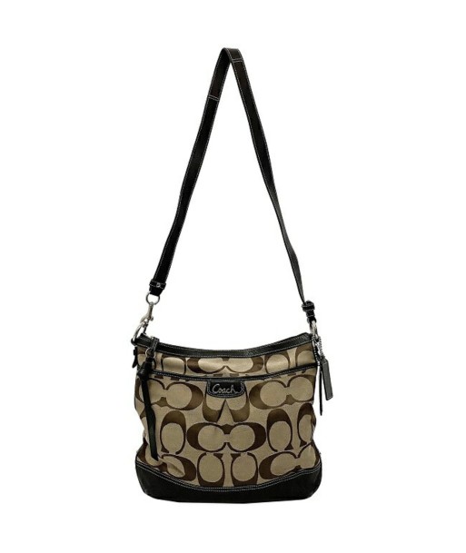 Coach Signature Ec-14198 Women's Leather,Canvas Shoulder Bag Beige,Brown vous aussi creer 