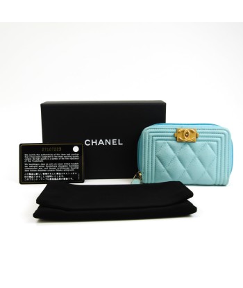 Chanel Boy Chanel A80602 Womens Calfskin Coin Purse/coin Case Light Blue s'inspire de l'anatomie humaine