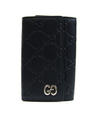 Gucci Guccissima 473924 Unisex Leather Key Case Navy Black à prix réduit toute l'année