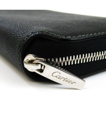 Cartier Santos L3000942 Mens Leather Long Wallet (bi-fold) Black la chaussure