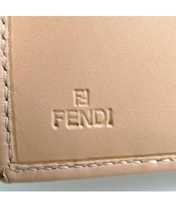 Fendi Zucchino 8M0160 Womens CanvasLeather Wallet (bi-fold) BeigePink la colonne vertébrale