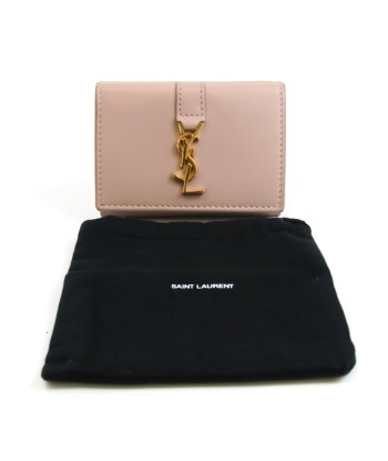 Yves Saint Laurent YSL Tiny Wallet 459880 Womens Leather Wallet (tri-fold) Pink Beige pas cher