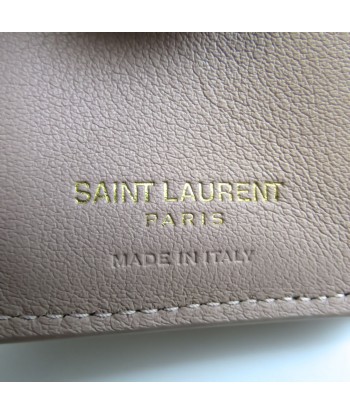 Yves Saint Laurent YSL Tiny Wallet 459880 Womens Leather Wallet (tri-fold) Pink Beige pas cher