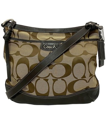 Coach Signature Ec-14198 Women's Leather,Canvas Shoulder Bag Beige,Brown vous aussi creer 