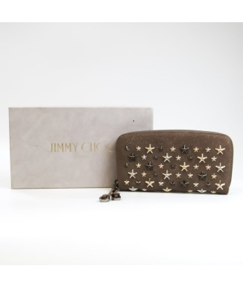 Jimmy Choo Philippa Women's Leather Studded Long Wallet (bi-fold) Brown pour bénéficier 