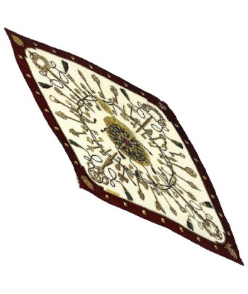 Hermes Ec-14163 Women's Silk Scarf Bordeaux,Gold,White pour bénéficier 