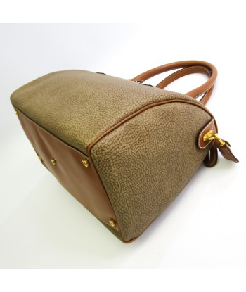 Borbonese Quail Pattern Women's Leather Boston Bag Brown Découvrez la collection