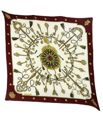 Hermes Ec-14163 Women's Silk Scarf Bordeaux,Gold,White pour bénéficier 