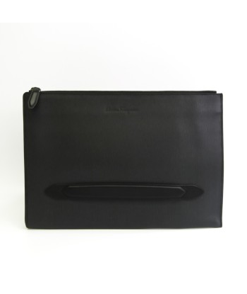 Salvatore Ferragamo FZ24 0480 Mens Leather Clutch Bag BlackDark Gray pas cher chine