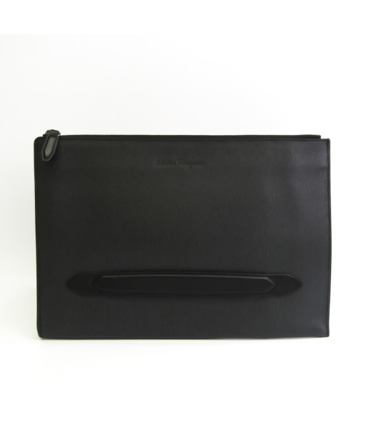 Salvatore Ferragamo FZ24 0480 Mens Leather Clutch Bag BlackDark Gray pas cher chine