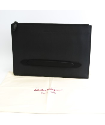 Salvatore Ferragamo FZ24 0480 Mens Leather Clutch Bag BlackDark Gray pas cher chine