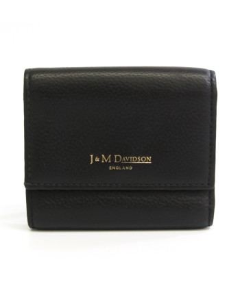 J&M Davidson Unisex Leather Wallet (tri-fold) Black Paris Déstockage Promo