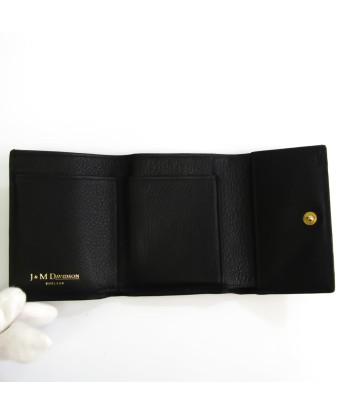 J&M Davidson Unisex Leather Wallet (tri-fold) Black Paris Déstockage Promo