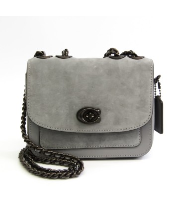 Coach Madison 16 C0801 Womens LeatherSuede Shoulder Bag Gray pas cher