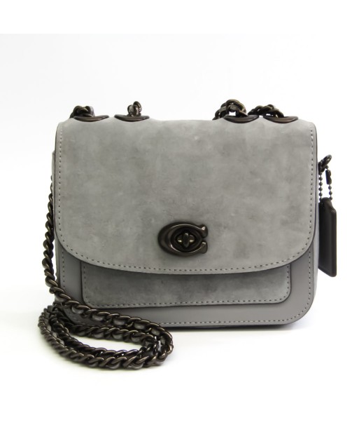 Coach Madison 16 C0801 Womens LeatherSuede Shoulder Bag Gray pas cher