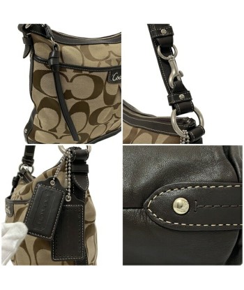 Coach Signature Ec-14198 Women's Leather,Canvas Shoulder Bag Beige,Brown vous aussi creer 