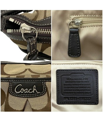 Coach Signature Ec-14198 Women's Leather,Canvas Shoulder Bag Beige,Brown vous aussi creer 