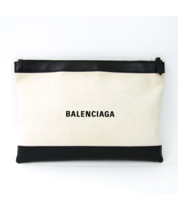 Balenciaga 373834 Unisex Canvas,Leather Clutch Bag Black,Cream ou a consommer sur place