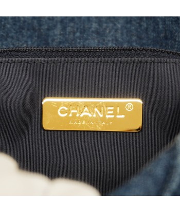 Auth Chanel Shoulder Bag Chain Shoulder Denim Blue Gold Metal Livraison rapide