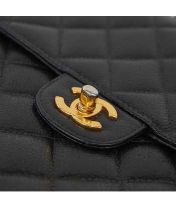 Auth Chanel Shoulder Bag Decamatasse W Chain Caviar Skin Black Gold Metal en linge