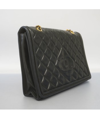 Auth Chanel Matelasse W Chain Womens Leather Shoulder Bag Black 2023