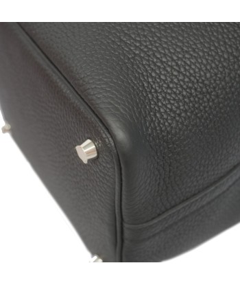 Auth Hermes Handbag Picotan Lock PM  O Engraved Taurillon Clemence Noir Silver Metal de pas cher