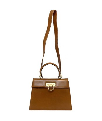 Salvatore Ferragamo Gancini F-14362 Leather Handbag,Shoulder Bag Brown,Gold commande en ligne