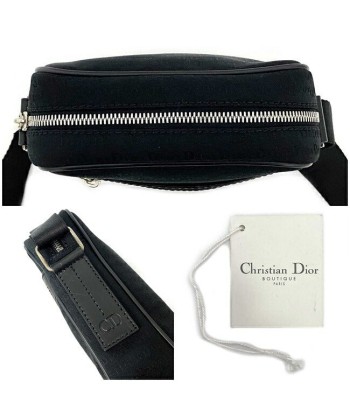 Christian Dior F-14268 LeatherCanvas PochetteShoulder Bag BlackSilver 2023