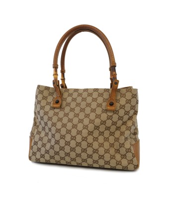 Auth Gucci Bamboo Tote Bag 112526 Womens GG Canvas Tote Bag Beige Economisez 