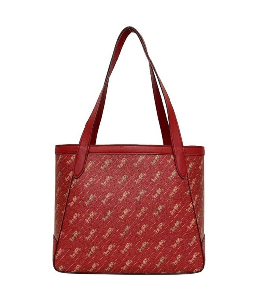 Coach F-14183 Womens PVCLeather Tote Bag GoldRed Color de technologie