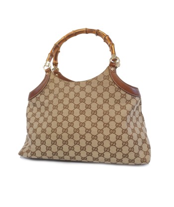 Auth Gucci Bamboo Handbag 137395 Womens GG Canvas Handbag Beige le des métaux précieux