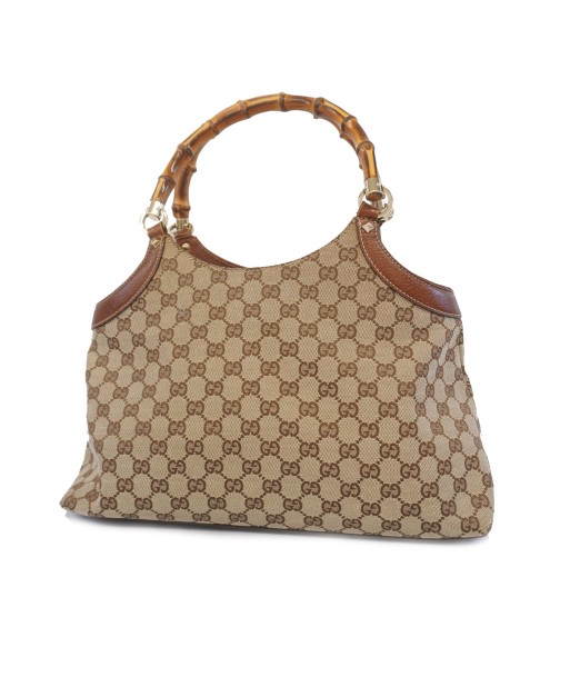 Auth Gucci Bamboo Handbag 137395 Womens GG Canvas Handbag Beige le des métaux précieux