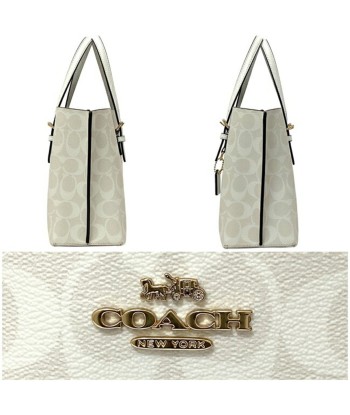 Coach Signature Ec-14176 Women's PVC,Leather Handbag,Tote Bag Beige,Gold,White store